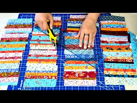 Can We Make a Quilt Using ONLY Tiny STRIPS (Let’s Cut!)✂️Creative Idea for Fabric Scraps. 