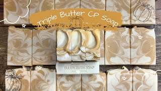 Making TRIPLE BUTTER Bars Soap w/ Mango, Shea & Cocoa Butters, Buttermilk & Cream  | Ellen Ruth Soap