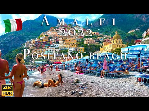 🇮🇹 Positano Beach, Amalfi Coast, Italy - 4K Walk August 2022