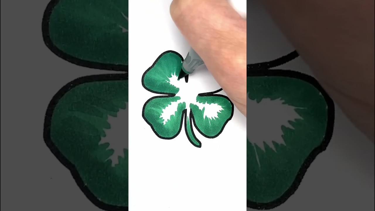 ⚡️Coloring Lucky Shamrock 4 Leaf Clover #shorts #coloring #speedcoloring #saintpatricksday 🍀