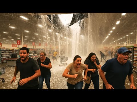 CAOS em CAMPO MOURÃO - PR! Tempestade com GRANIZO destrói teto de mercado e alaga hospital!