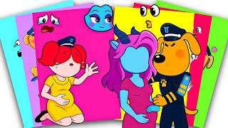 [PaperDIY] NEW Decorate SHERIFF LABRADOR Left PAPILLON With Her Baby | Sticker Book DIY