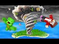 Mikey JJ Bertahan Dari Tornado Di Pulau Di Minecraft Maizen