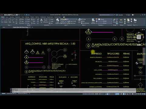 Planta Baixa no Autocad NBR6492/1994 - texto, bloco e hatch