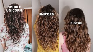 DIY Haircuts // Which is better? // Unicorn haircut vs double unicorn haircut vs pigtail haircut