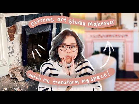 EXTREME ART STUDIO MAKEOVER!! 😅 (painting everything pink)