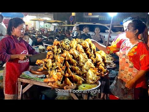 Street Food in Phnom Penh City - Asian Food for Night and Day