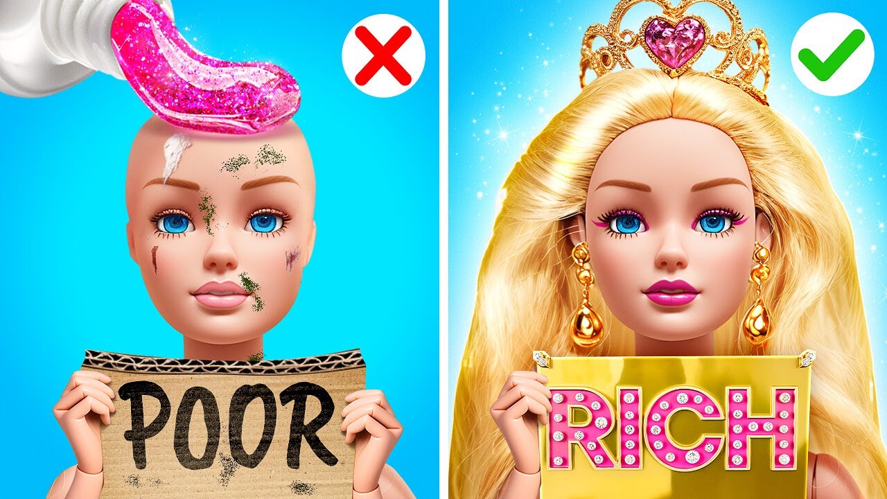 We Adopted a Poor Doll! From Broke to Rich with a Doll Makeover by Ha Hack