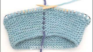 Video thumbnail for How to work garter stitch / ridges with knitted and purled stitches (round) – UK / US knitting style