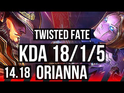 TWISTED FATE vs ORIANNA (TOP) | 18/1/5, Legendary, 66% winrate, 32k DMG | EUW Grandmaster | 14.18