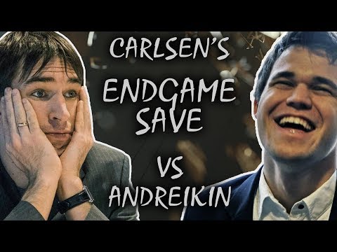 Carlsen saves a lost rook endgame vs Andreikin / Blitz / 2018