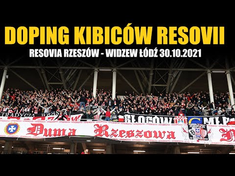 Doping kibiców Resovii Rzeszów podczas meczu z Widzewem Łódź 30.10.2021