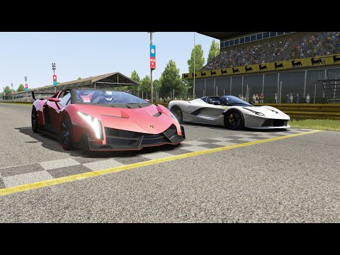 Lamborghini Veneno Roadster vs Ferrari LaFerrari Aperta at Monza Road Course