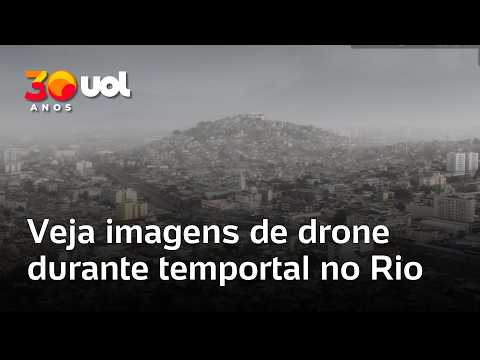Ventania no Rio de Janeiro: drone mostra nuvem densa sobre a cidade durante temporal