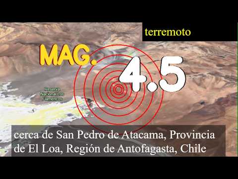 Un terremoto leve de magnitud 4,5 se registró cerca de San Pedro de Atacama, provincia de El Loa, R