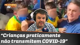 Bolsonaro aglomera e tira máscara de criança no Rio Grande do Sul