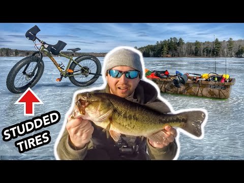Ice Fishing With Fat Bike on GLARE ICE!!