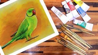 Acrylic Parrot drawing painting | parrot bird drawing | Acrylic painting easy