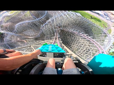 On-ride point of view of Iron Gwazi