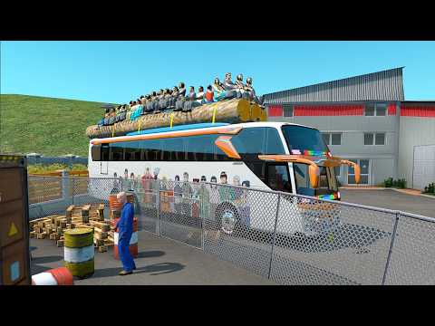 Horror Trip by Bus on Mountain Roads Loaded with Passengers Over Capacity - Euro Truck Simulator 2