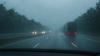 Driving on the Motorway in Heavy Rain | Rainy Day Road Trip