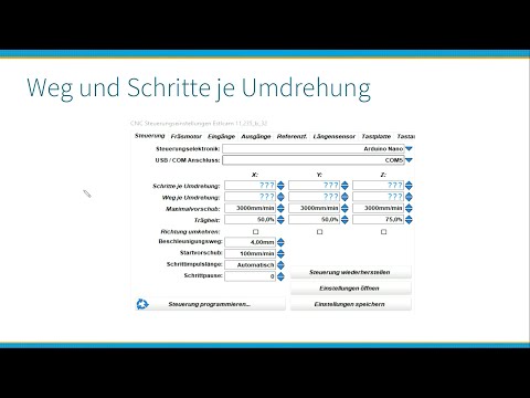 Estlcam: Weg und Schritte je Umdrehung