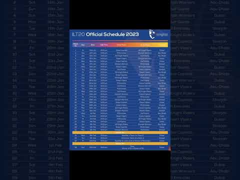 ILt20 official schedule 2023 | ILt20 2023 | ILt20 schedule | ILt20 fixtures | #ilt20 #abudhabi