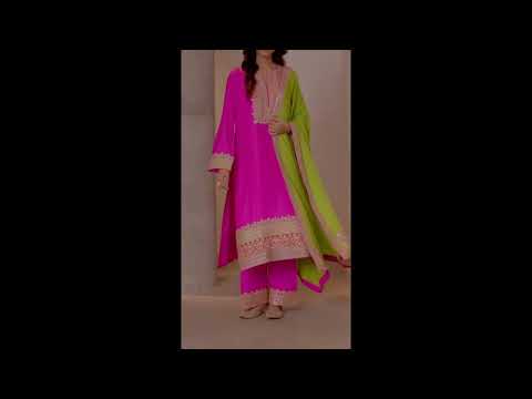 Indian Designer Nidhi Tholia's latest festive collection 2023 of bright kurtas on Ogaan.com