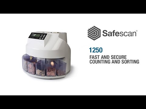 Automatinis Euro monetų skaičiavimo ir rūšiavimo aparatas SAFESCAN 1250 video