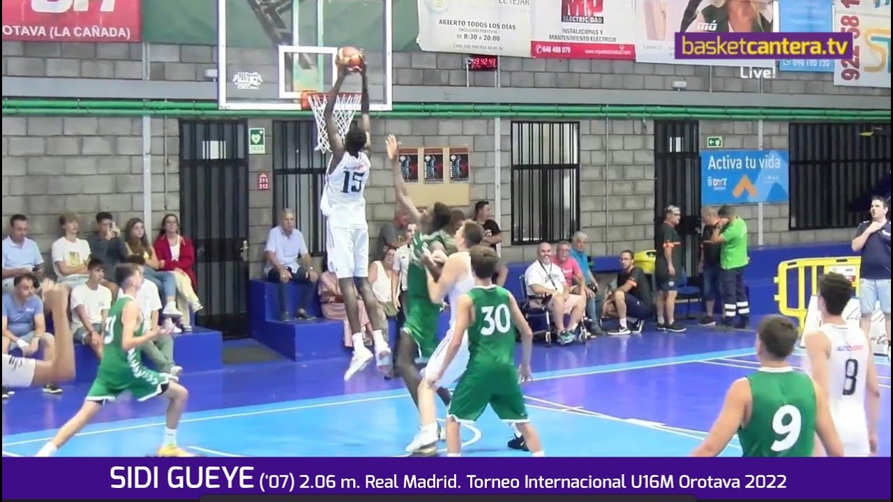 SIDI GUEYE ('07) 2.06 m. Real Madrid. Mates y Tapones. Torneo U16M La Orotava 2022 #BasketCantera.TV