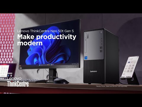 Lenovo ThinkCentre neo 50t Gen 5 Tower i3-14100 8GB 256GB Intel UHD 730 No OS Black