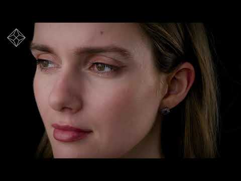 Tanzanite 6 x 4mm And Diamond Cluster 9K White Gold Earrings - B3605