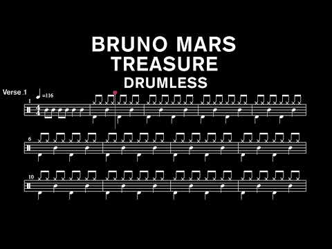 Bruno Mars - Treasure - Drumless (with scrolling drum score)