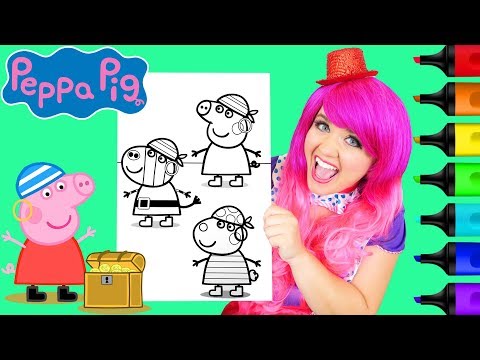Coloring Peppa Pig & Friends Pirates Coloring Page Prismacolor Markers | KiMMi THE CLOWN Video