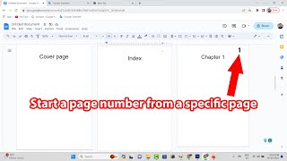 How to put page number in google docs starting from a specific page