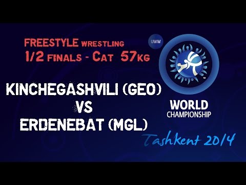 Semifinal - Freestyle Wrestling 57 kg- V. KINCHEGASHVILI (GEO) vs B. ERDENEBAT (MGL) -Tashkent 2014