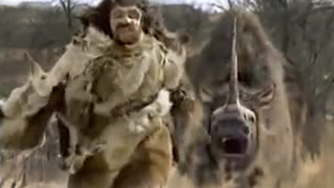 Neanderthal vs woolly rhino - BBC