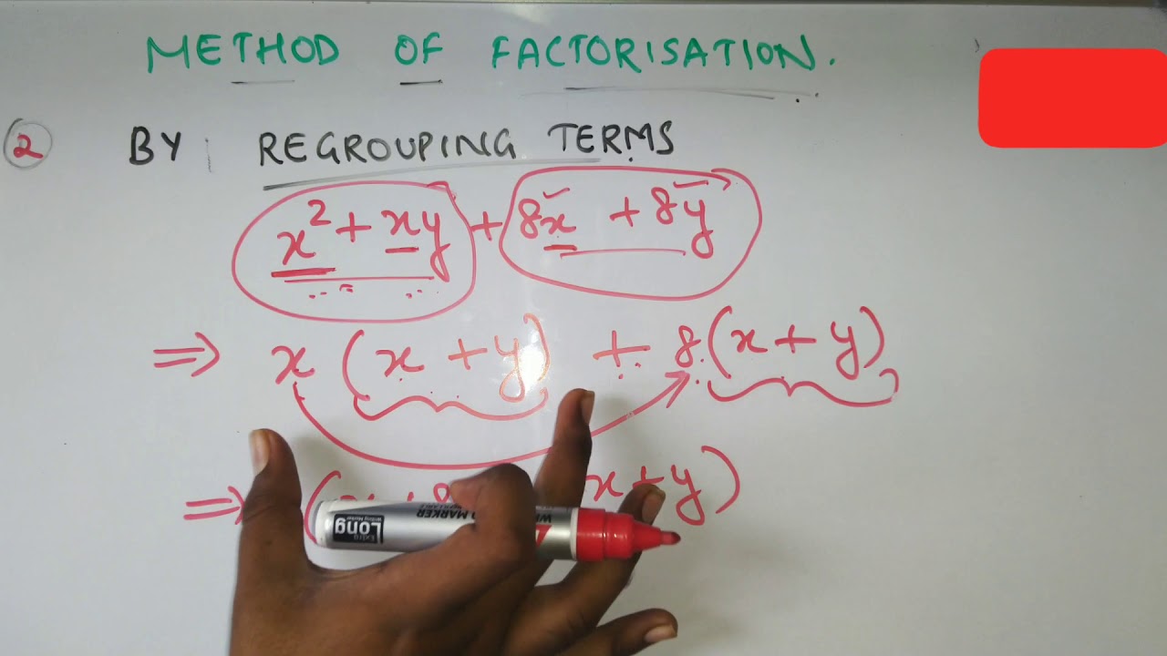 FACTORISATION//CH-14//CLASS 8//METHOD OF FACTORISATION--BY REGROUPING TERMS// MATHSPEDIA