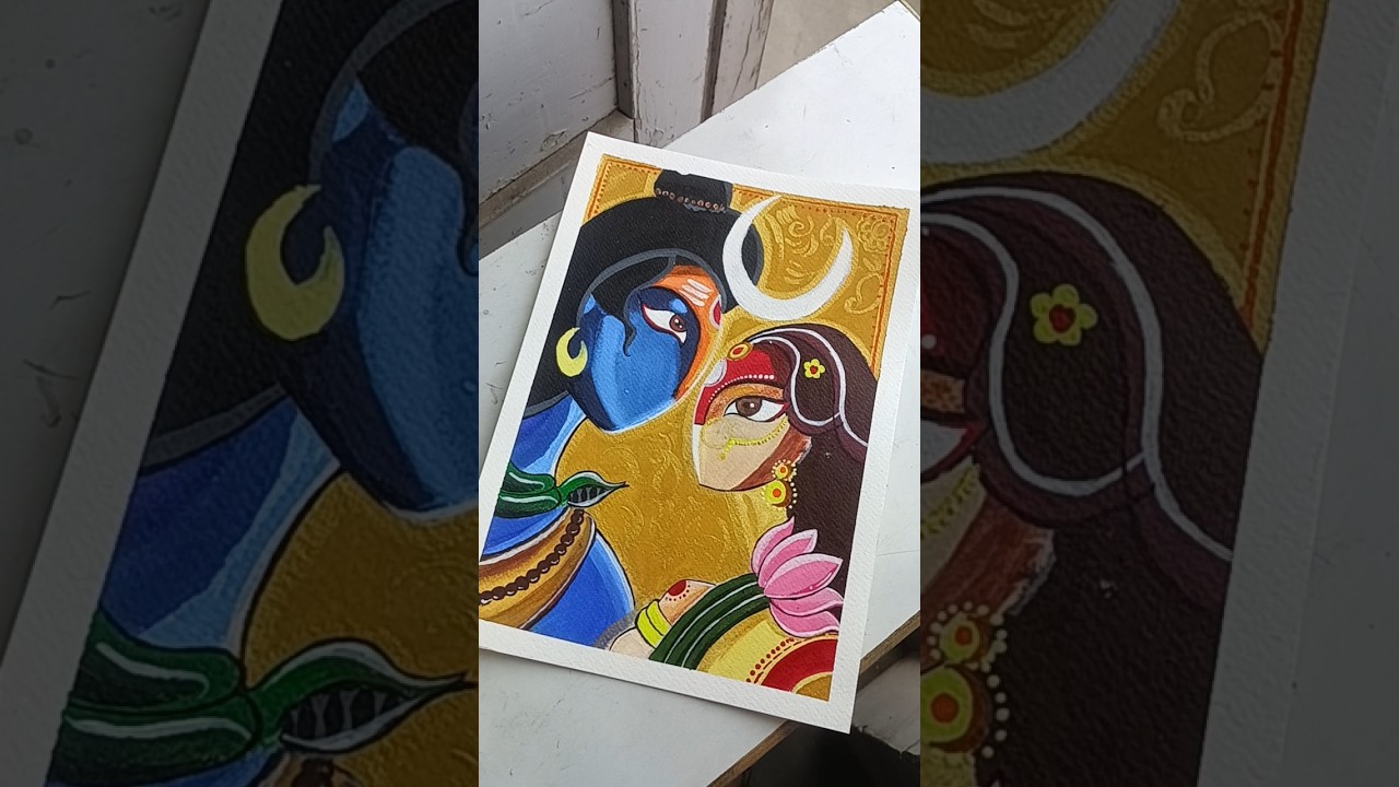 Abstract painting of Shiv 💗 Parvati #shorts