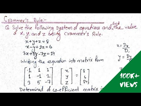 Cramer's Rule 3x3 || Cramer's rule determinant method