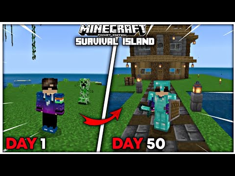 I survived 50 days in a survival island in Minecraft pe || Minecraft pocket edition survival series