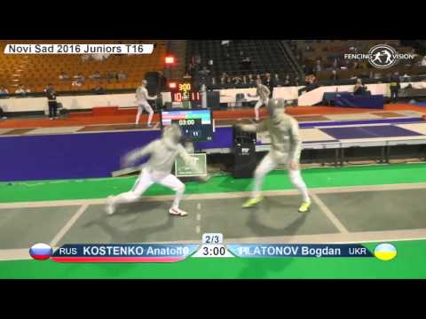 FE M S Individual Juniors NoviSad ZC 2016 T16 03 green Kostenko RUS vs Latonov UKR