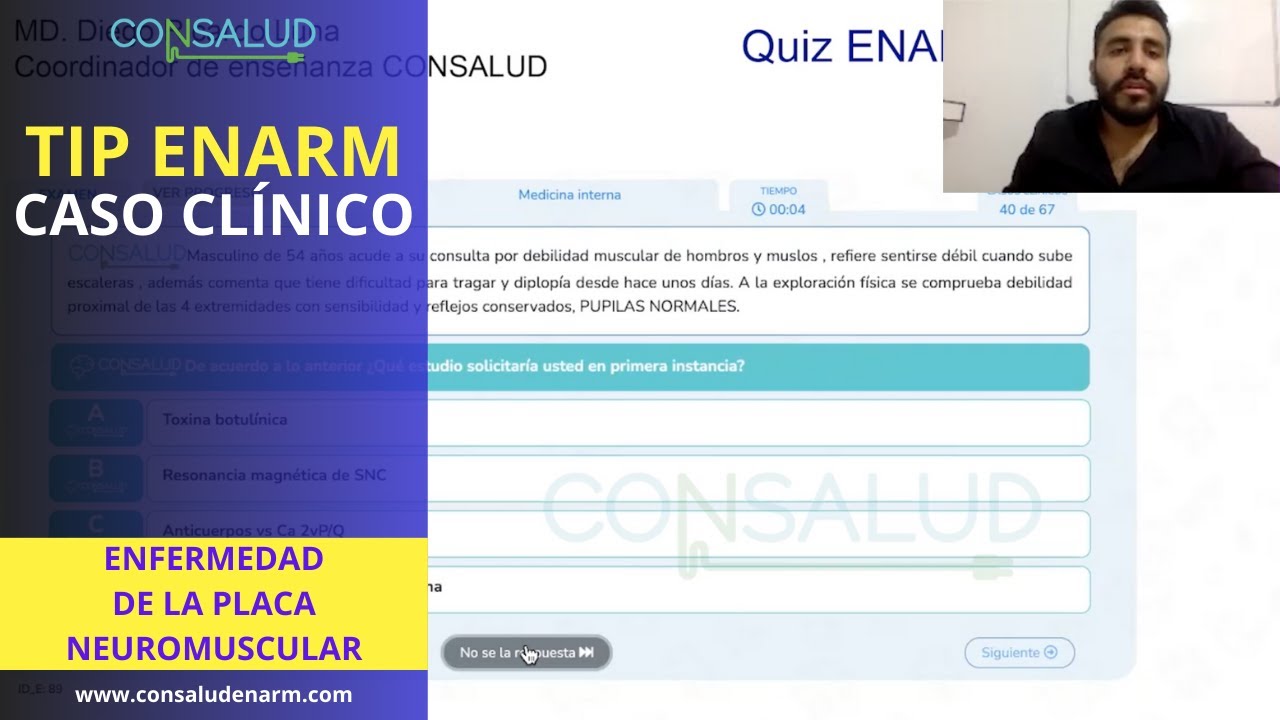 ENFERMEDAD DE LA PLACA NEUROMUSCULAR CASO CLINICO 👨‍🔬 ¿Qué es, dónde se encuentra? - ENARM 2024