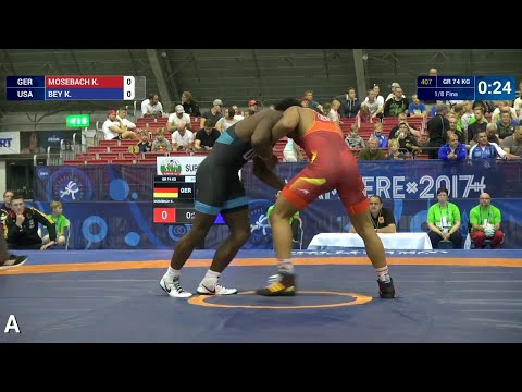 1/8 GR - 74 kg: K. BEY (USA) df. K. MOSEBACH (GER) by VSU1, 10-1