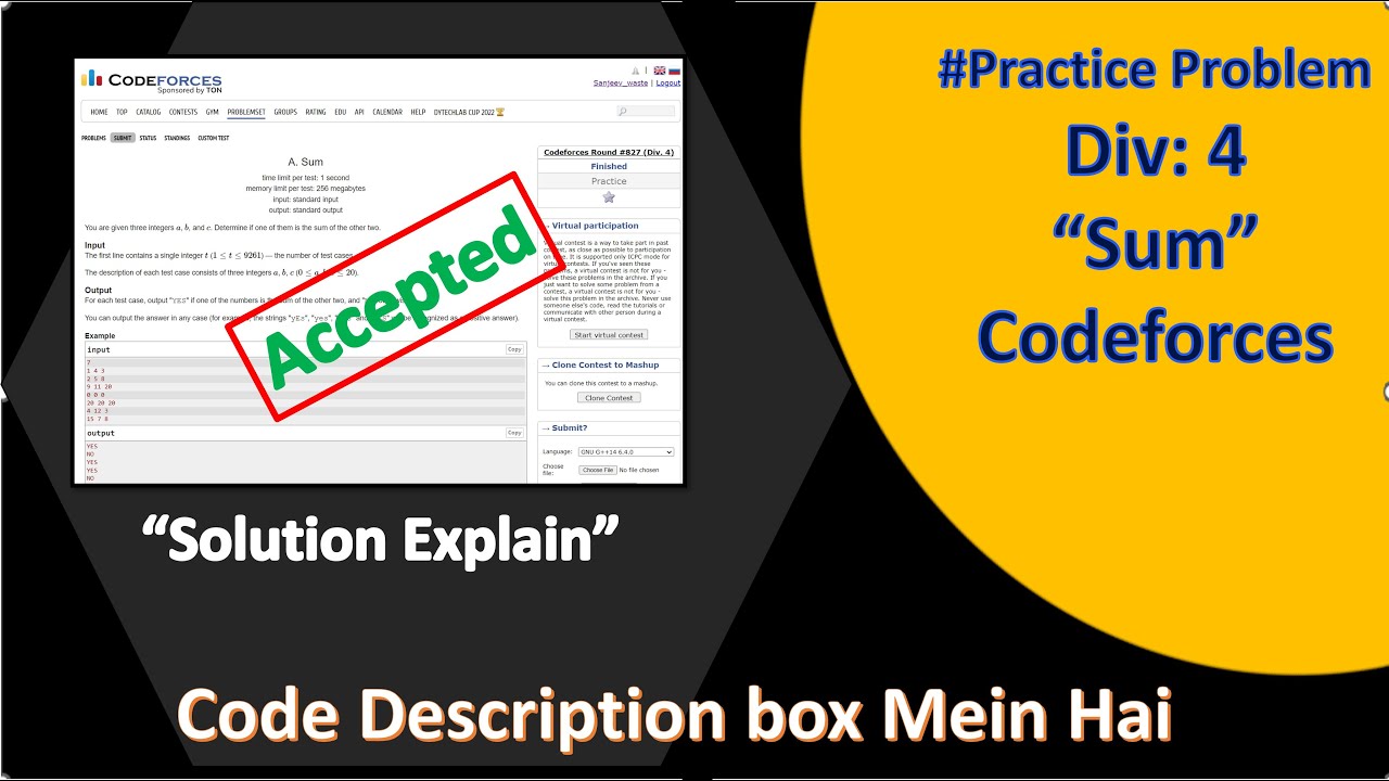 Sum || Codeforces || Solution Explain