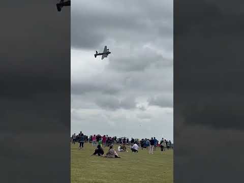 A flyby of RAF Battle of Britain Memorial Flight Avro Lancaster PA474 At Wallop Wheels & Wings 2023