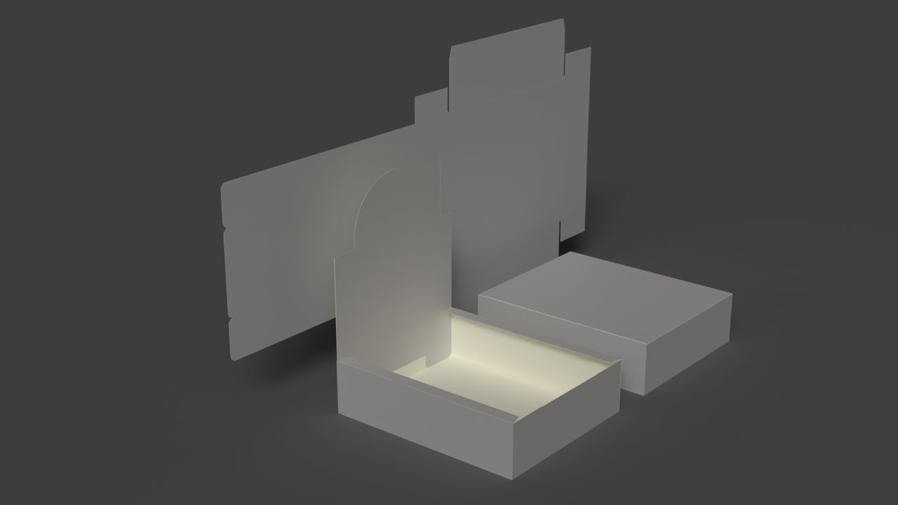 Een kartonnen bakje dat verandert in een displaydoos. De verpakking kan gesloten en gedemonteerd worden geopend 3D Model