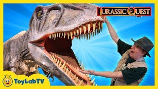 JURASSIC QUEST FOR DINOSAURS! Giant T-Rex Family Fun Theme Park w/ Children's Activities & Kids Toys