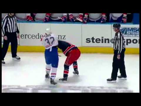 Prust vs Moen Hockey Fight (New York Rangers vs Montreal Canadians 3/18/11