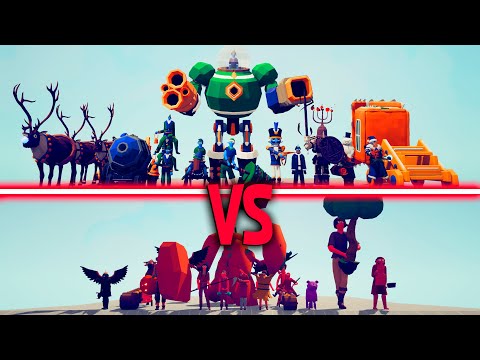 MEGA HOLIDAY TEAM vs MEGA FARMER TEAM | TABS - Totally Accurate Battle Simulator